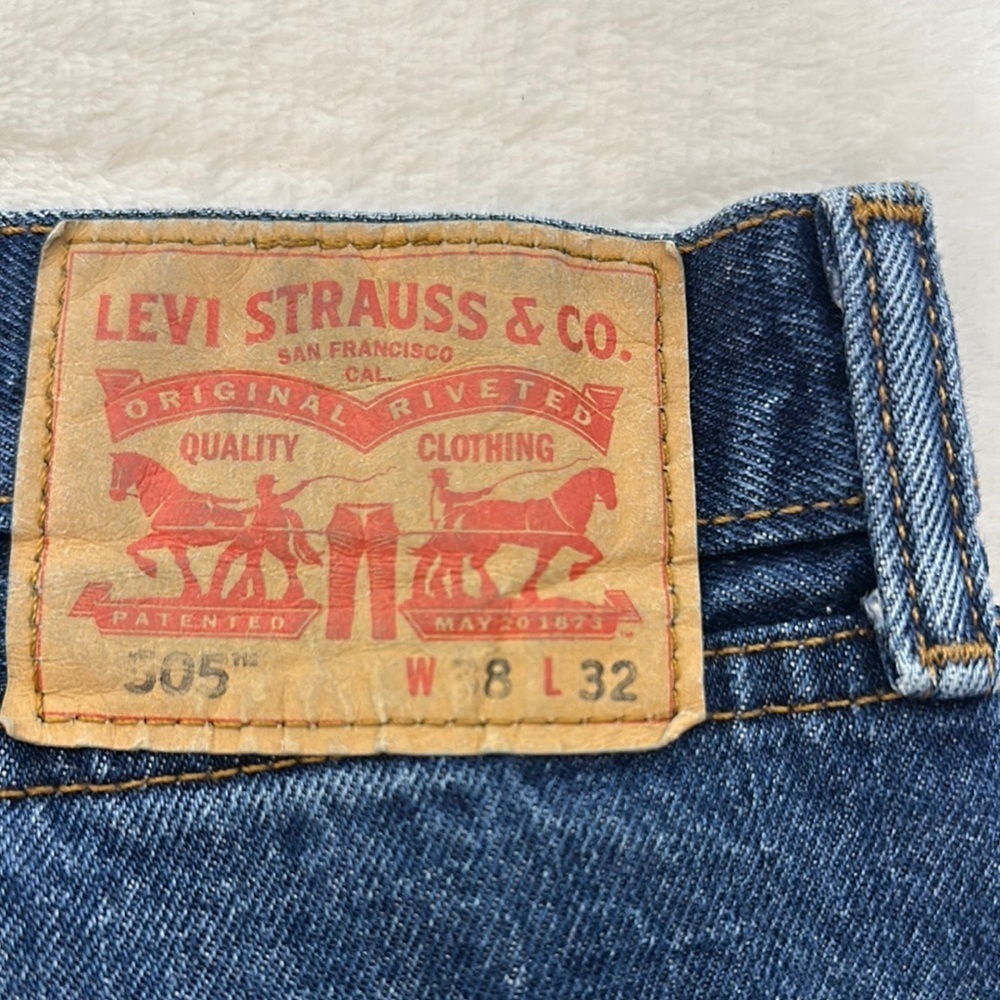 Levi's 505 Blue Straight Jeans 38x32 - Picture 2 of 6